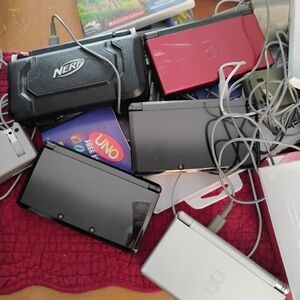 Nintendo Red and Black Handheld Console 5 Game Consoles With Plugs, Tons Of Game